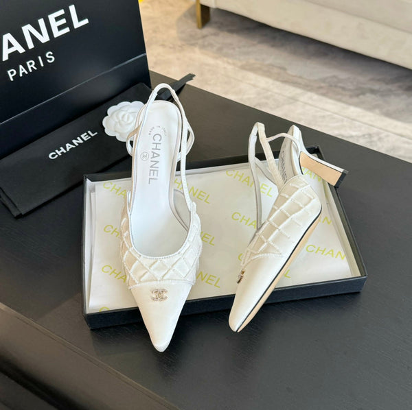 cc slingbacks 65 in pelle di agnello satinata bianca