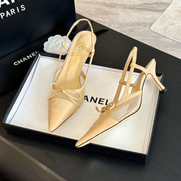 cc slingbacks 65 fiocco beige pelle di agnello tessuto trasparente