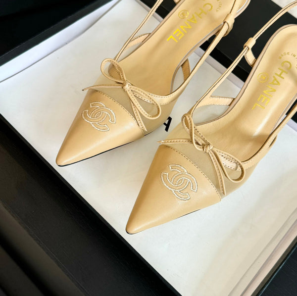 cc slingbacks 65 fiocco beige pelle di agnello tessuto trasparente