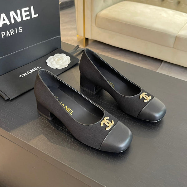 cc pump 50 black grosgrain calfskin