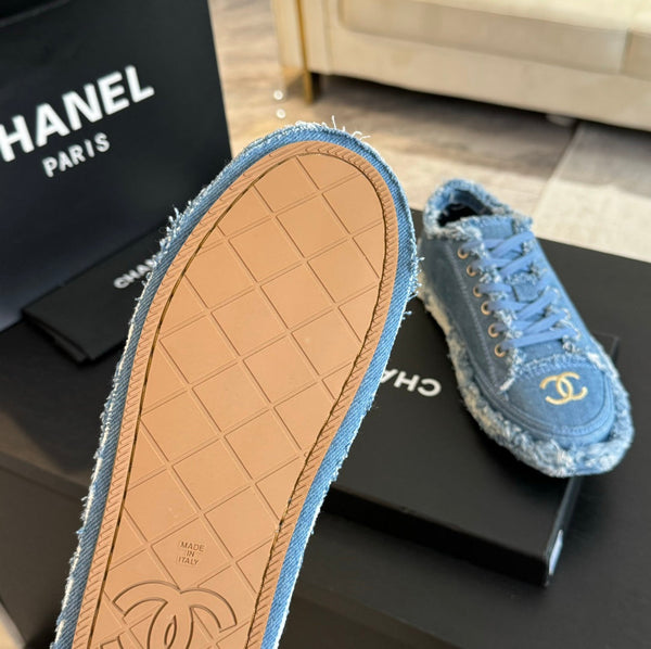 cc low sneaker blue denim embroidery canvas
