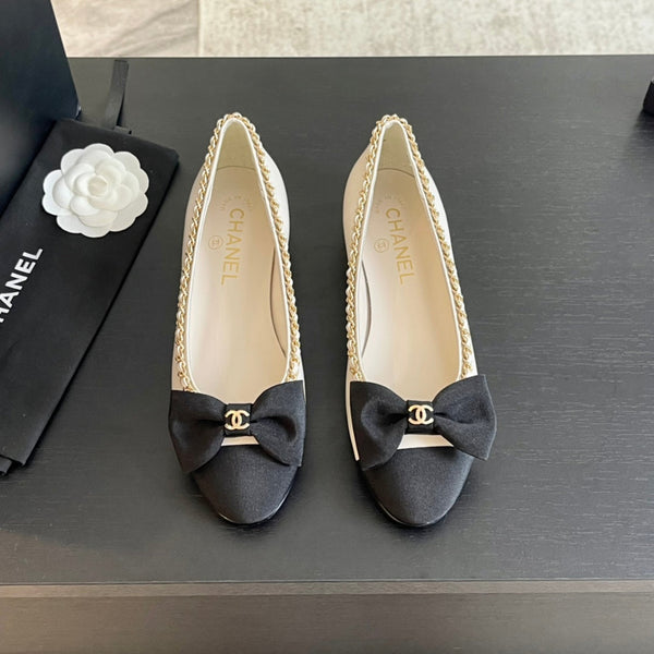 BALLET FLAT PELLE DI VITELLO BIANCA E TESSUTO