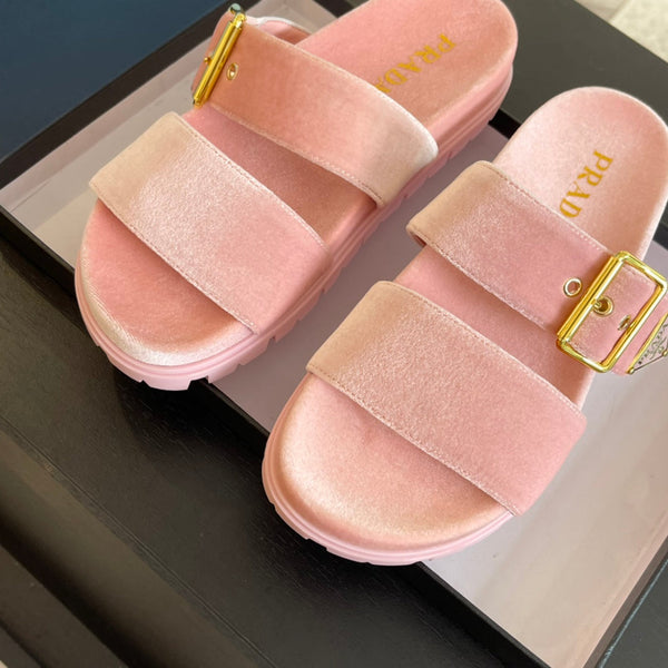 SANDALI PRA SLIDES IN VELLUTO ROSA CHIARO