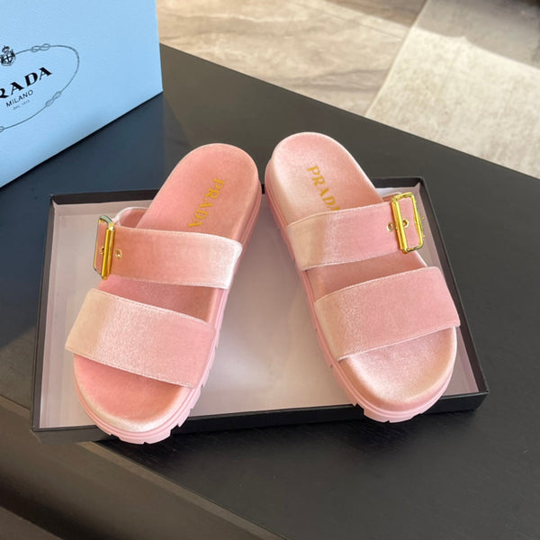 SANDALI PRA SLIDES IN VELLUTO ROSA CHIARO
