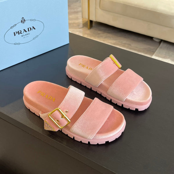 SANDALI PRA SLIDES IN VELLUTO ROSA CHIARO