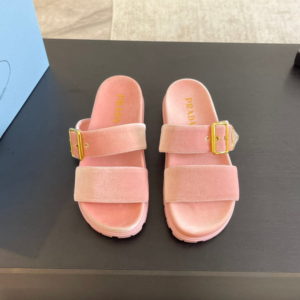 SANDALI PRA SLIDES IN VELLUTO ROSA CHIARO