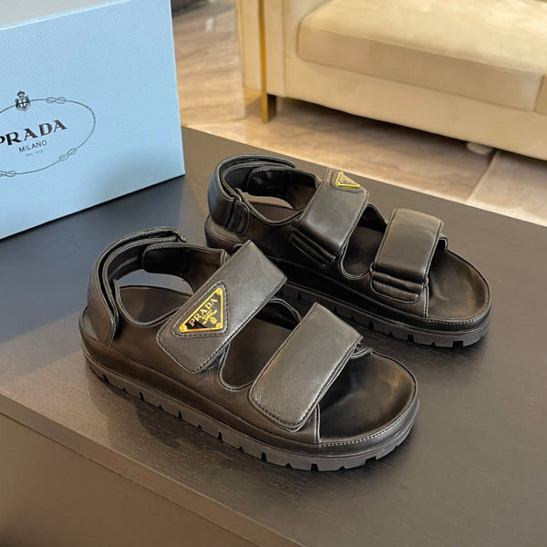 SANDALI PRA FLAT IN NAPPA AGNELLO NERO