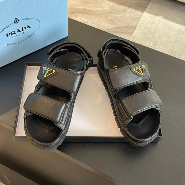 SANDALI PRA FLAT IN NAPPA AGNELLO NERO