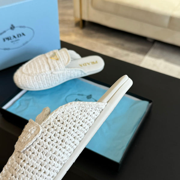 PRA CROCHET SPECIAL MULES IN PELLE DI AGNELLO BIANCA