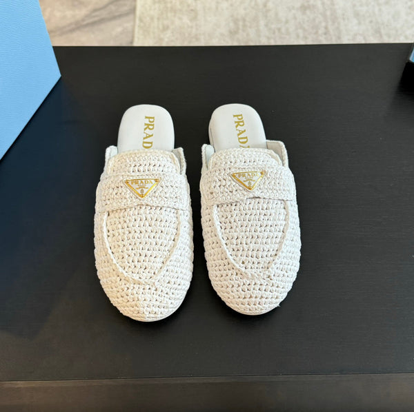 PRA CROCHET SPECIAL MULES IN PELLE DI AGNELLO BIANCA