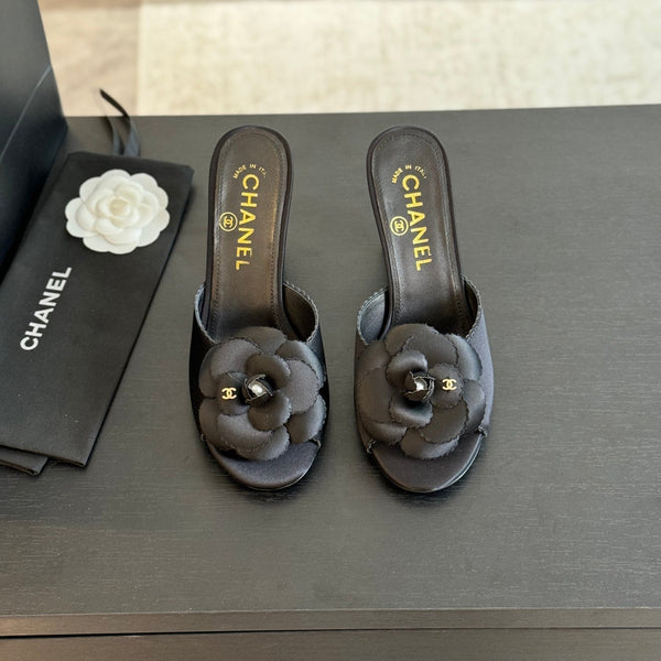 CC Mules 80mm Black Matte Fabric