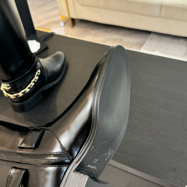 Stivali alti CC 30mm in pelle di vacchetta nera lucida