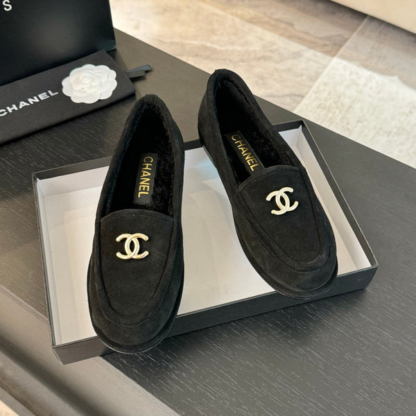 CC Moccasins Black Suede And Wool