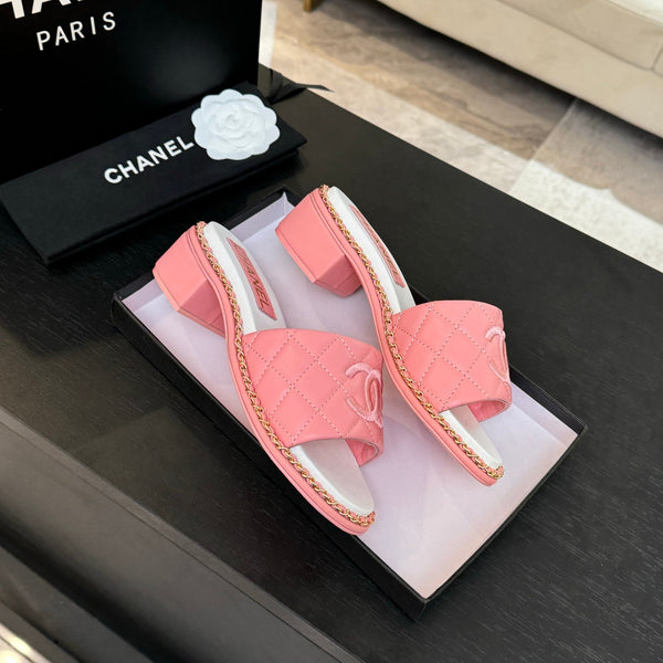 PANTOFOLA ALTE FLATFORM IN PELLE DI MONTONE ROSA GOFFRATA
