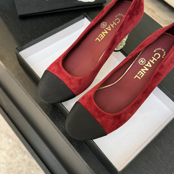 SANDALI CON TACCO ALTO 85 MM IN CAMOSCIO ROSSO RUBINO E TESSUTO NERO