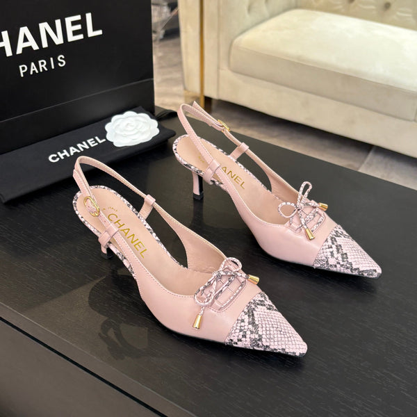 DÉCOLLETÉ CON TACCO ALTO 65 MM IN ROSA CONFEZIONE CON MOTIVO SERPENTE IN PELLE DI AGNELLO