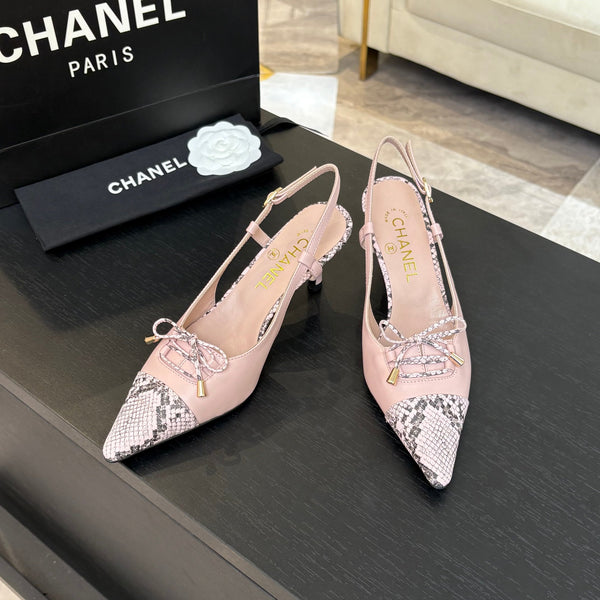 DÉCOLLETÉ CON TACCO ALTO 65 MM IN ROSA CONFEZIONE CON MOTIVO SERPENTE IN PELLE DI AGNELLO