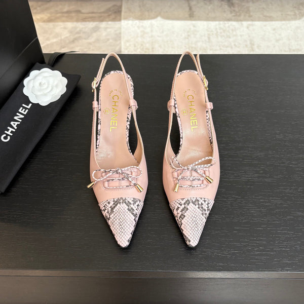 DÉCOLLETÉ CON TACCO ALTO 65 MM IN ROSA CONFEZIONE CON MOTIVO SERPENTE IN PELLE DI AGNELLO