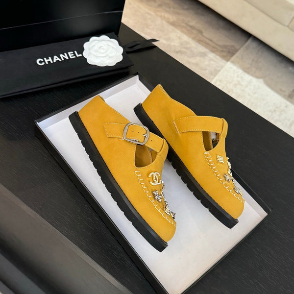 CC 25C Sandalo Mule Giallo Canarino Pelle di Vacchetta Importata 212944