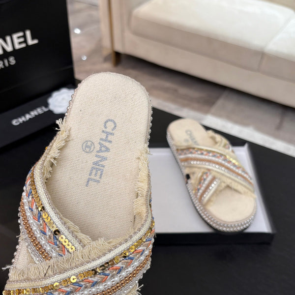 Ciabatta CC 25C con suola spessa in tessuto bianco Navajo denim nero 213233