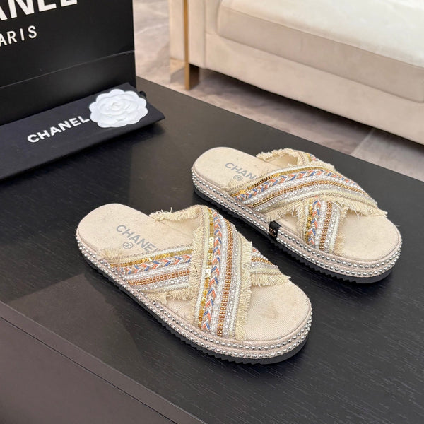 Ciabatta CC 25C con suola spessa in tessuto bianco Navajo denim nero 213233