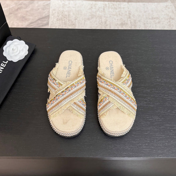Ciabatta CC 25C con suola spessa in tessuto bianco Navajo denim nero 213233