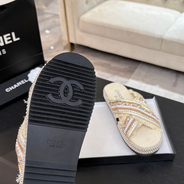 Ciabatta CC 25C con suola spessa in tessuto bianco Navajo denim nero 213233