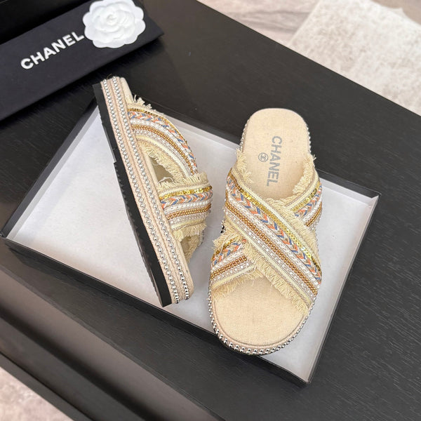 Ciabatta CC 25C con suola spessa in tessuto bianco Navajo denim nero 213233