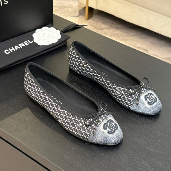 CC 25 Ballerina Nera Grigia Trapuntata in Denim