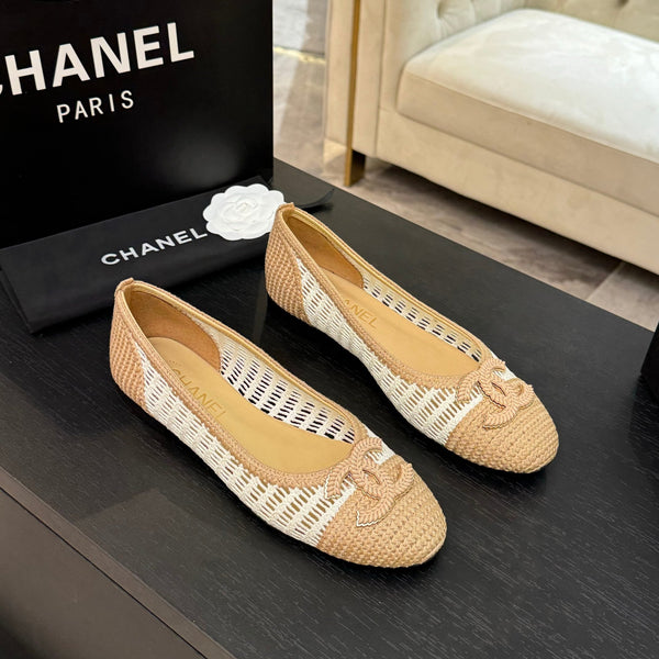CC 25P Ballerina Bianca Beige Rafia Grande Logo