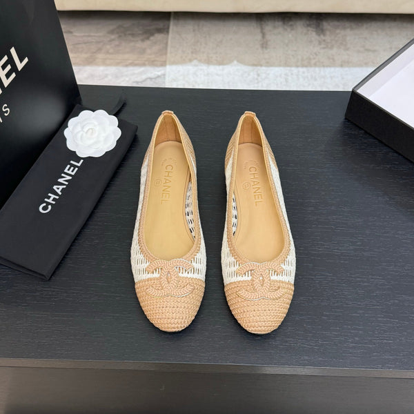 CC 25P Ballerina Bianca Beige Rafia Grande Logo