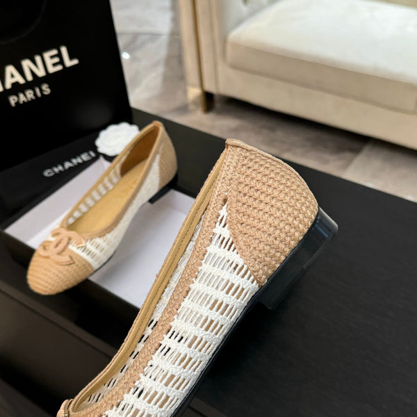 CC 25P Ballerina Bianca Beige Rafia Grande Logo