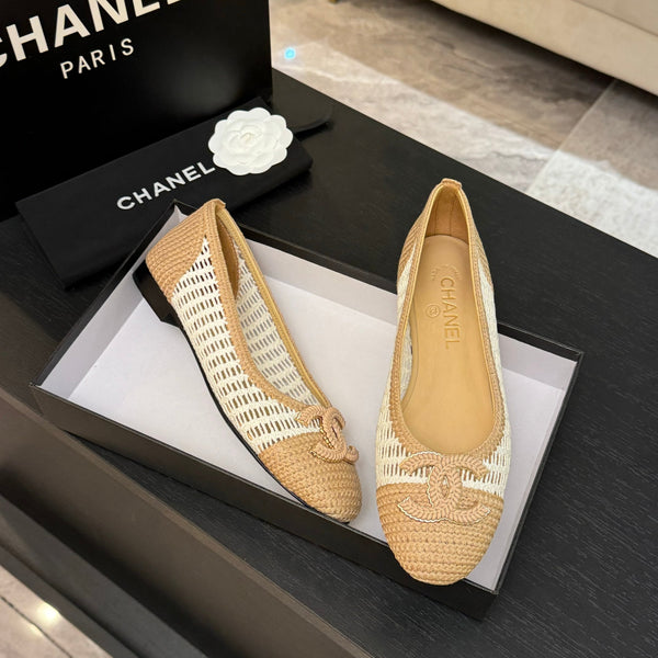 CC 25P Ballerina Bianca Beige Rafia Grande Logo