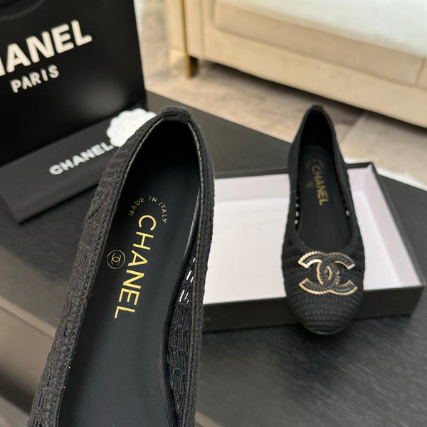 CC 25P Ballerina Nera Rafia Grande Logo