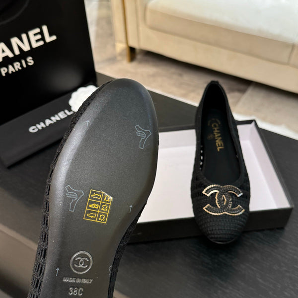 CC 25P Ballerina Nera Rafia Grande Logo