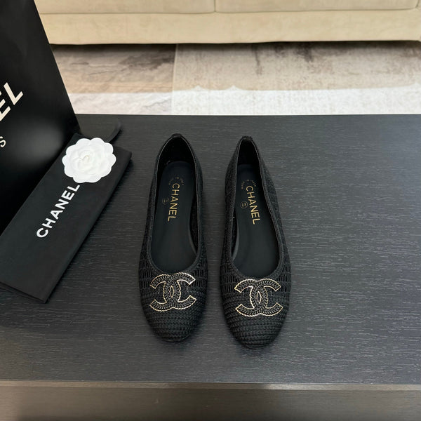 CC 25P Ballerina Nera Rafia Grande Logo