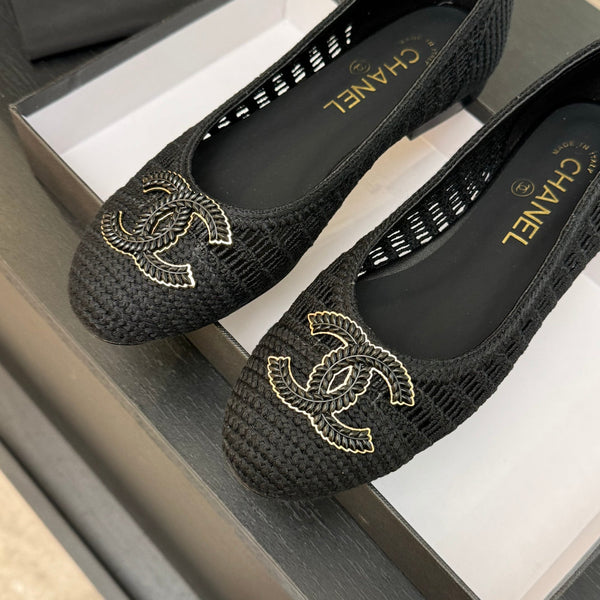CC 25P Ballerina Nera Rafia Grande Logo