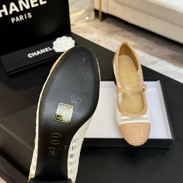 CC 25P Mary Jane 50mm Beige Bianco Rafia 373790