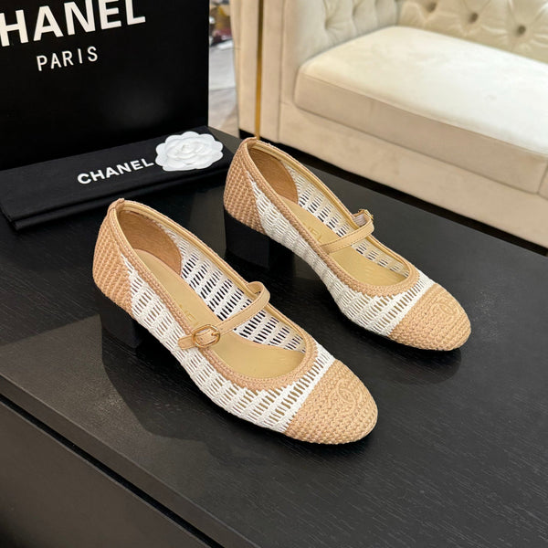 CC 25P Mary Jane 50mm Beige Bianco Rafia 373790