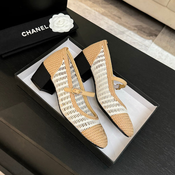 CC 25P Mary Jane 50mm Beige Bianco Rafia 373790