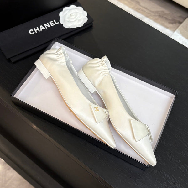 CC 25A Ballerina in raso avorio e pelle di pecora 373780