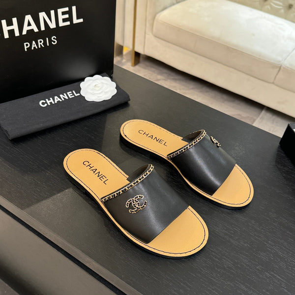 CC 26C Double C Chaîne Croisée Noir Beige Peau d'agneau
