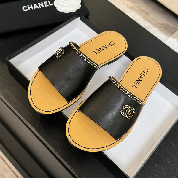 CC 26C Double C Chaîne Croisée Noir Beige Peau d'agneau