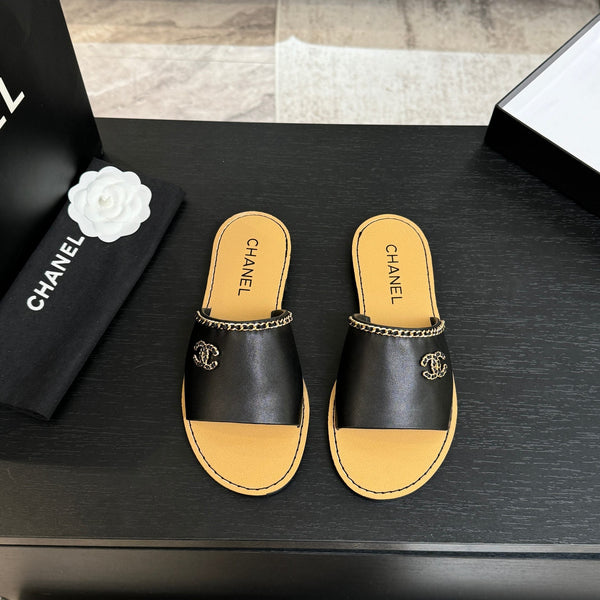 CC 26C Double C Chaîne Croisée Noir Beige Peau d'agneau