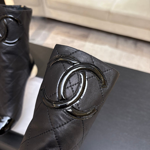 CC 26s Mid-Calf Pearl Boots 6.5CM  Black Quited Calfskin 957731