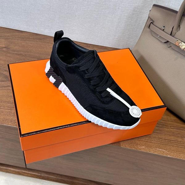 HM 26S Bouncing Sneaker In Black mix White Suede Mesh 543807