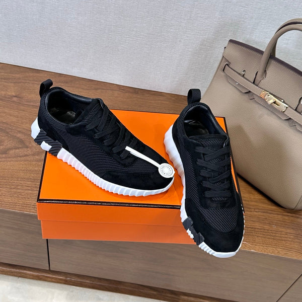 HM 26S Bouncing Sneaker In Black mix White Suede Mesh 543807