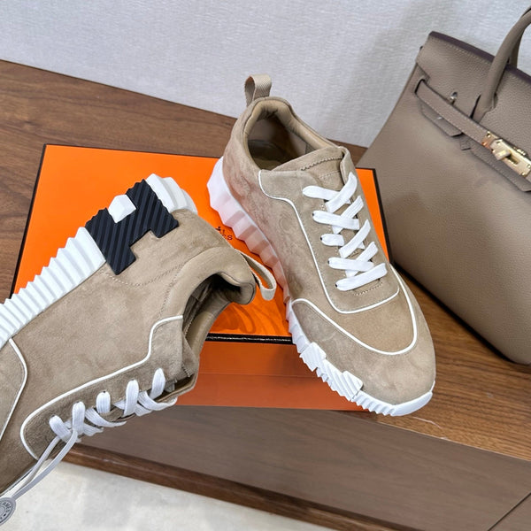 HM 26S Bouncing Sneaker In Taupe mix White Suede 543813
