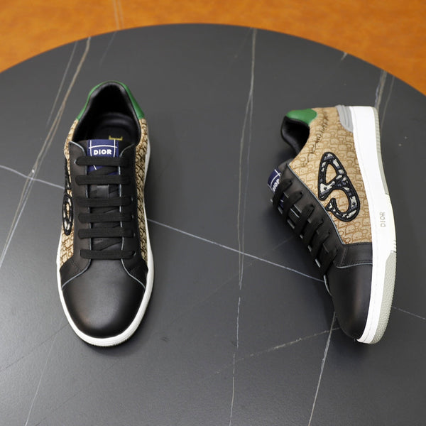 CD LOW TOP BASIC SNEAKER NERA IN VITELLO E JACQUARD