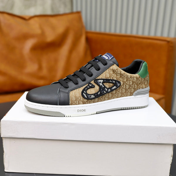CD LOW TOP BASIC SNEAKER NERA IN VITELLO E JACQUARD